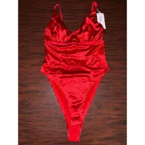 NWT Velius Red Teddy Bodysuit Size Medium